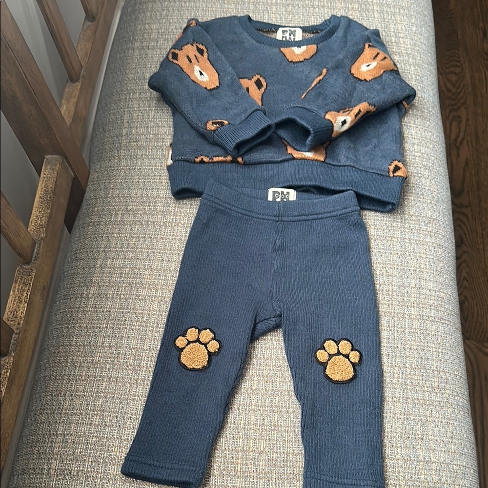 Blue Bear Sweater and Pants Set